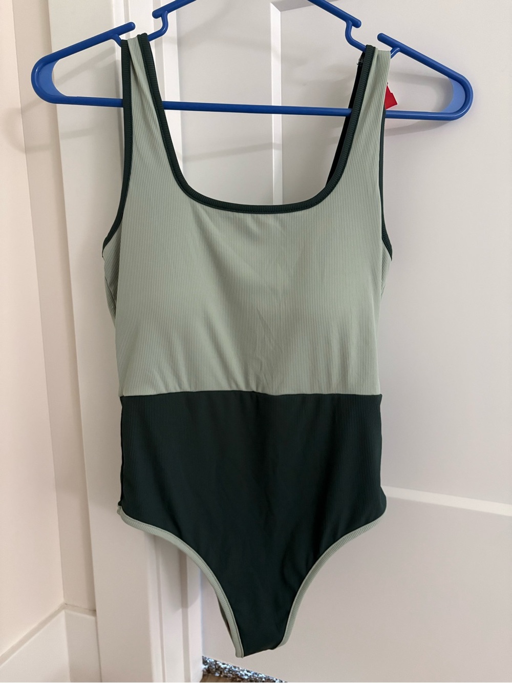 Kittenish Two-Tone Sage and Forest Green One-Piece